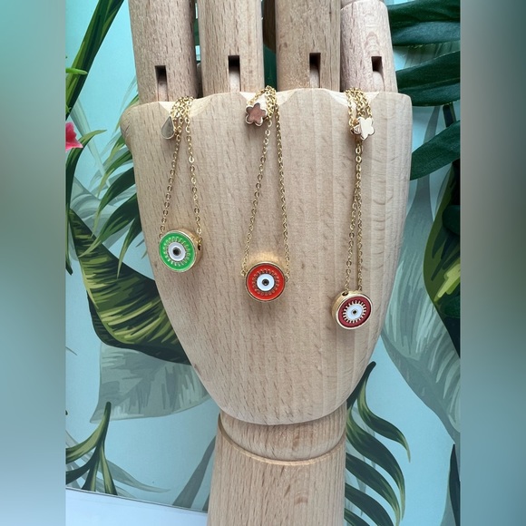 Dainty Evil Eye Multi-Strand Necklace - Evil Eye Minimalist Layered Necklace - Picture 1 of 16